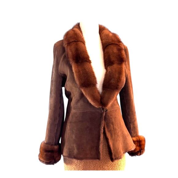 GORGEOUS Vintage Made in FRANCE 100% Mouton Jacket Brown Size 38 XS S - Picture 1 of 7